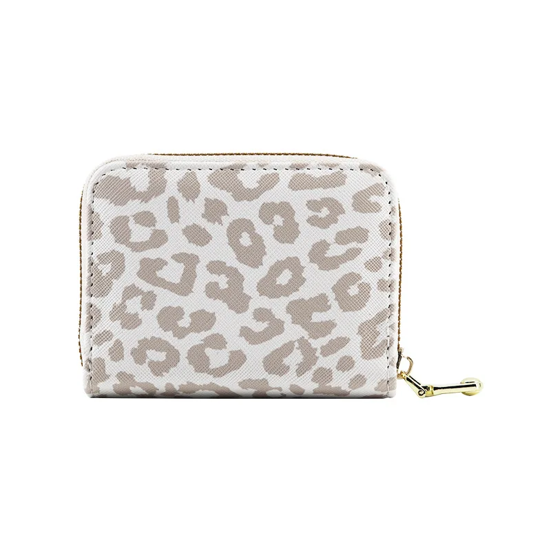 Pu Leather Mini ID Card Holder Bank Credit Card Box Leopard Print Multi Slot Case Wallet Women
