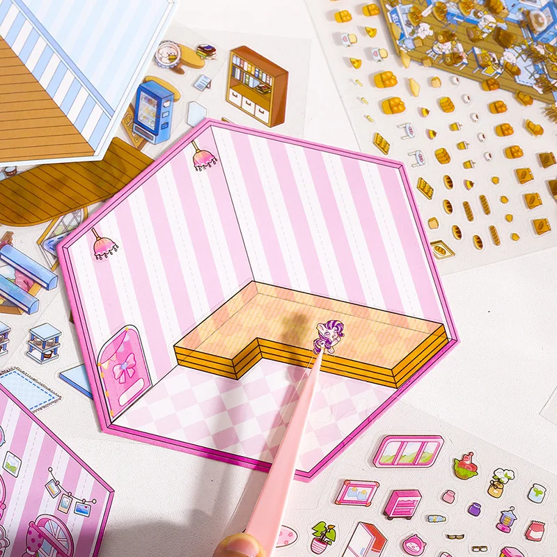 Miniature Scene Sticker Without Cutting Handmade Diary Stickers 3D Miniature Landscape Stickers DIY Scrapbook Underwater Sticker