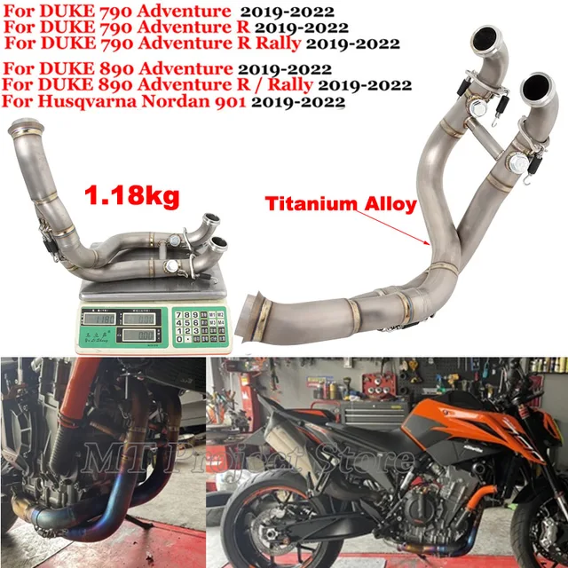 Slip On For DUKE 790 890 890R 2020 2021 2022 Motorcycle Exhaust Modified Front Link Pipe Titanium Alloy Connect Section Tube