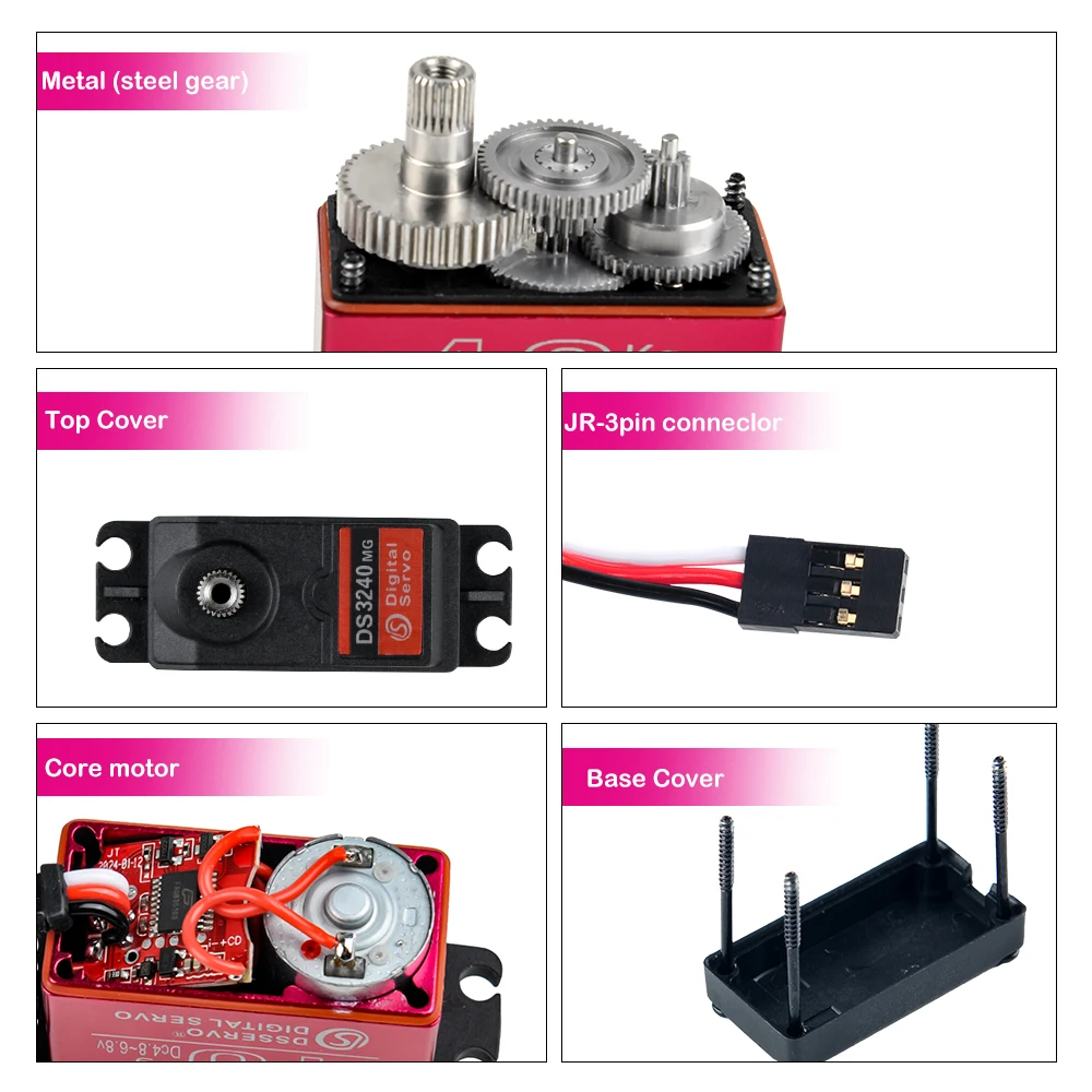 Servomoteur RC DS3240 40kg 6V IP66 180/270° Engrenage Métal