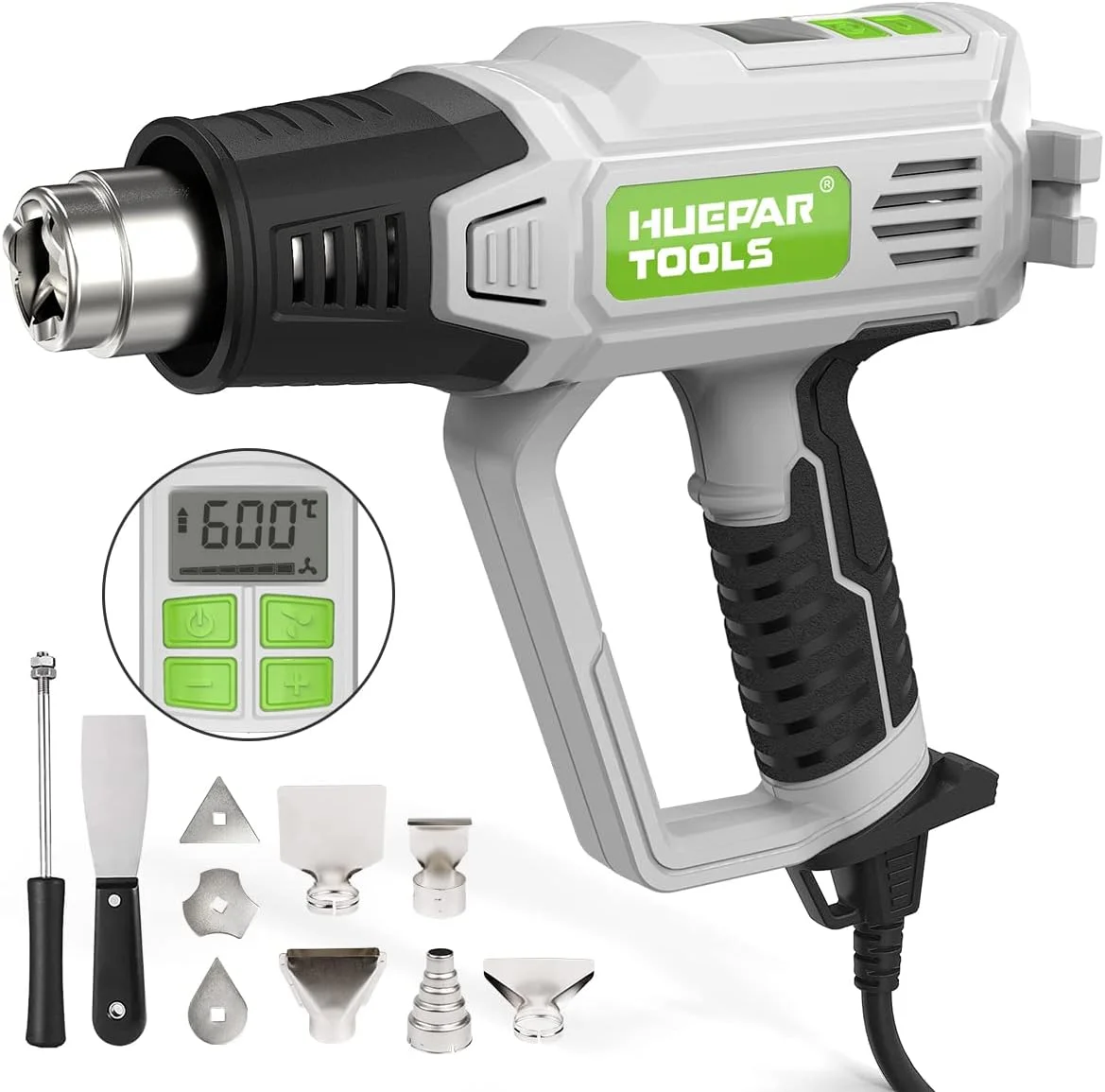 Hot Air Gun with LCD Temperatures Adjustable Heat Gun Thermal Blower Shrink Wrapping With 5 Nozzles high power Construction Drye 2