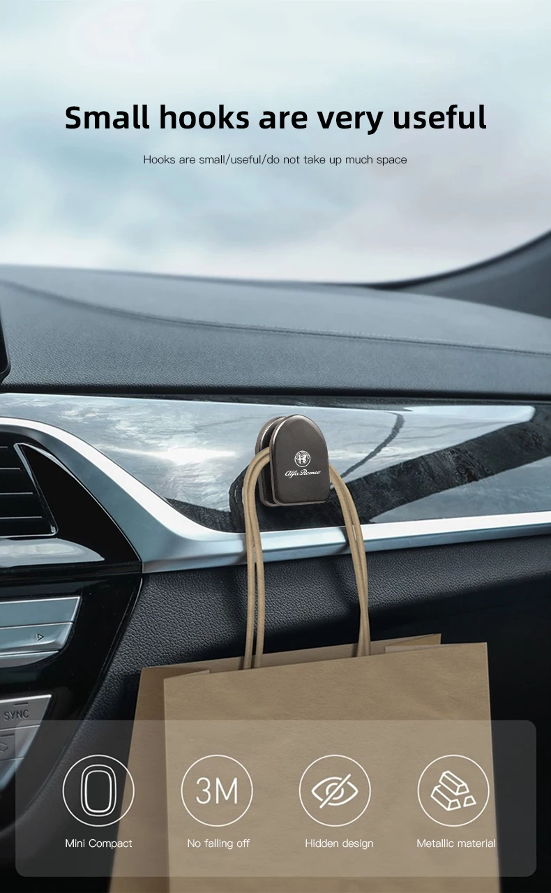 Alfa Romeo Metalen Mini Auto Haken - Productoverzicht zwart