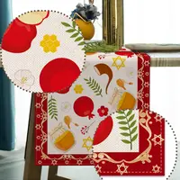 Shana Tova Jewish New Year Linen Table Runners Dresser Scarves Reusable Rosh Hashanah Table Runners Kitchen Dining Decorations 4