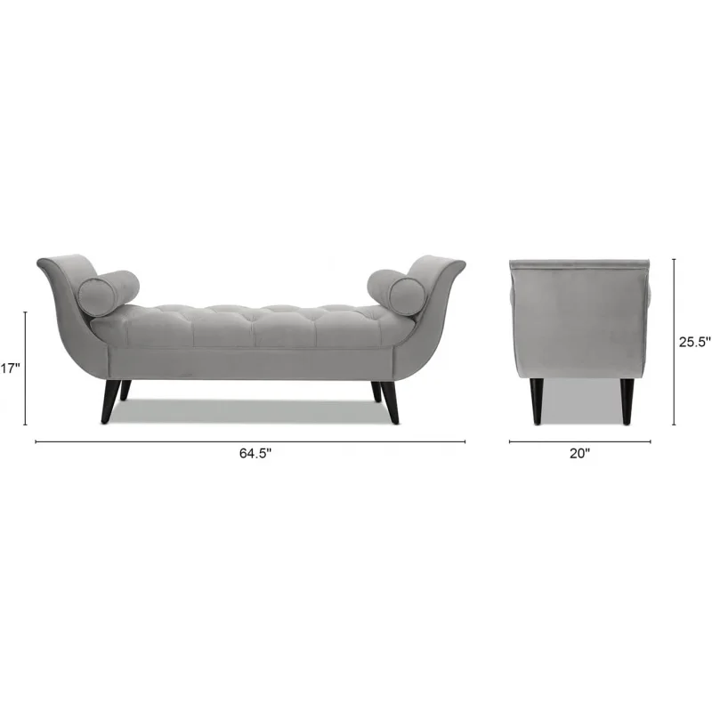Alma Bench, Opal Grey Velvet