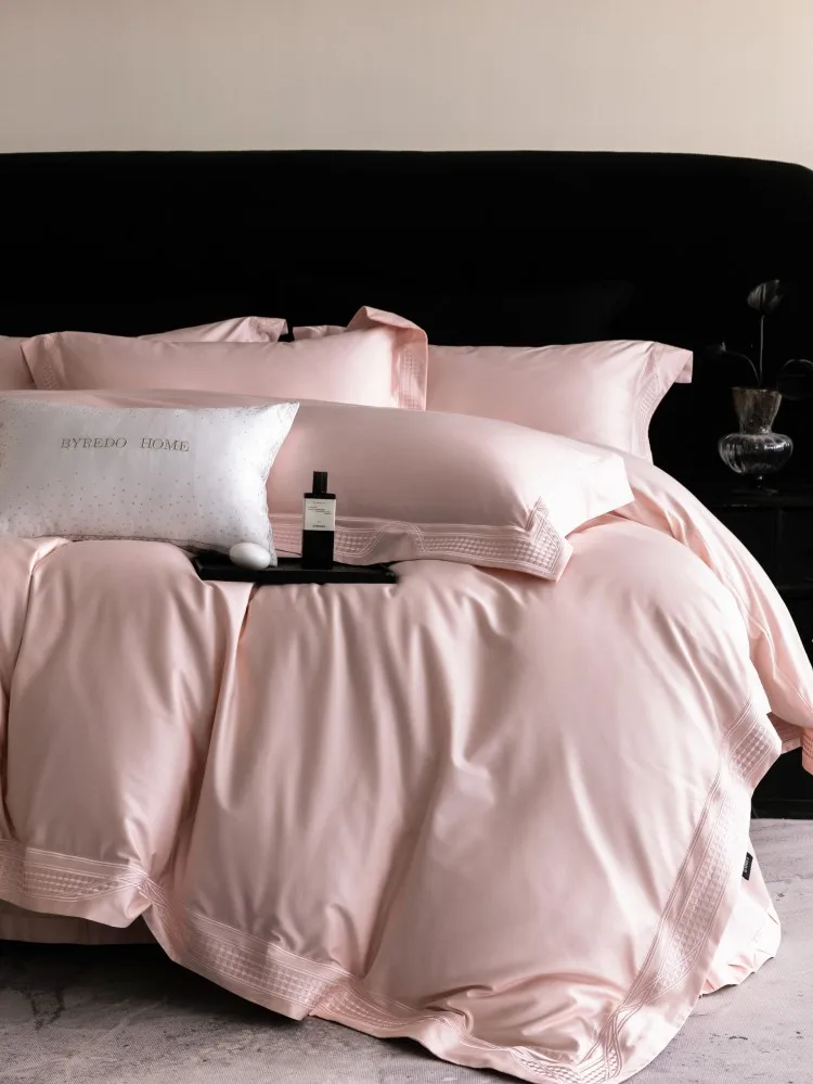 Solid Grey Luxury Hollow Embroidery Cotton Bedding Set 4pcs Ultra Soft Smooth Duvet Cover Bed Sheet Hotel Home Queen King 4
