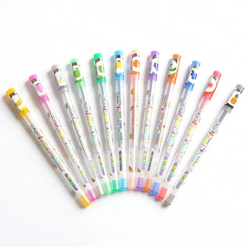 12Pcs/set Scented Glitter Colors Gel Pens Highlighter for School Office Adult Coloring Book Journals Drawing Art Markers Cute 4