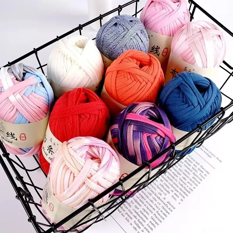 3PC 300g Thick Yarn Handmade Soft Colored Fabric Yarn Carpet DIY Woven Bag Toy Slipper Material 3