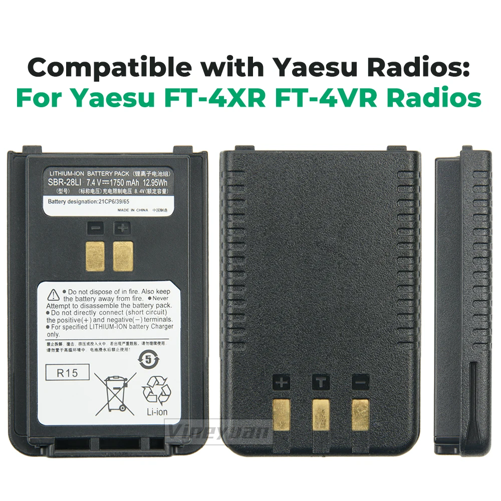 Bateria da Substituição de Yaesu 7.4v 1750mah para a Bateria do Lítio-íon dos Rádios de Yaesu Ft4xr Ft-4vr Ft-4xe em Dois Sentidos Sbr28li Sbr-28 - Image 3
