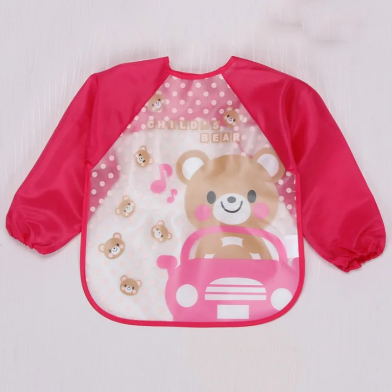 Cartoon Animal Waterproof Baby Bibs for Boys Girls Cute Long Sleeve Feeding Smock Adjustable Toddler Apron Burp Cloth Infant Bib