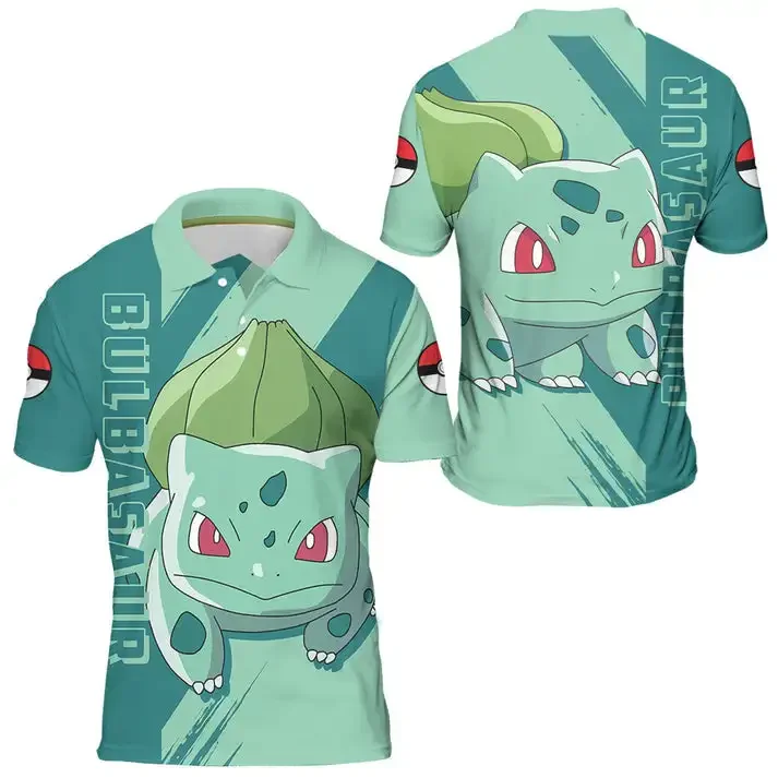 

Pokemon Bulbasaur Men's Fashion Casual Polo Shirt