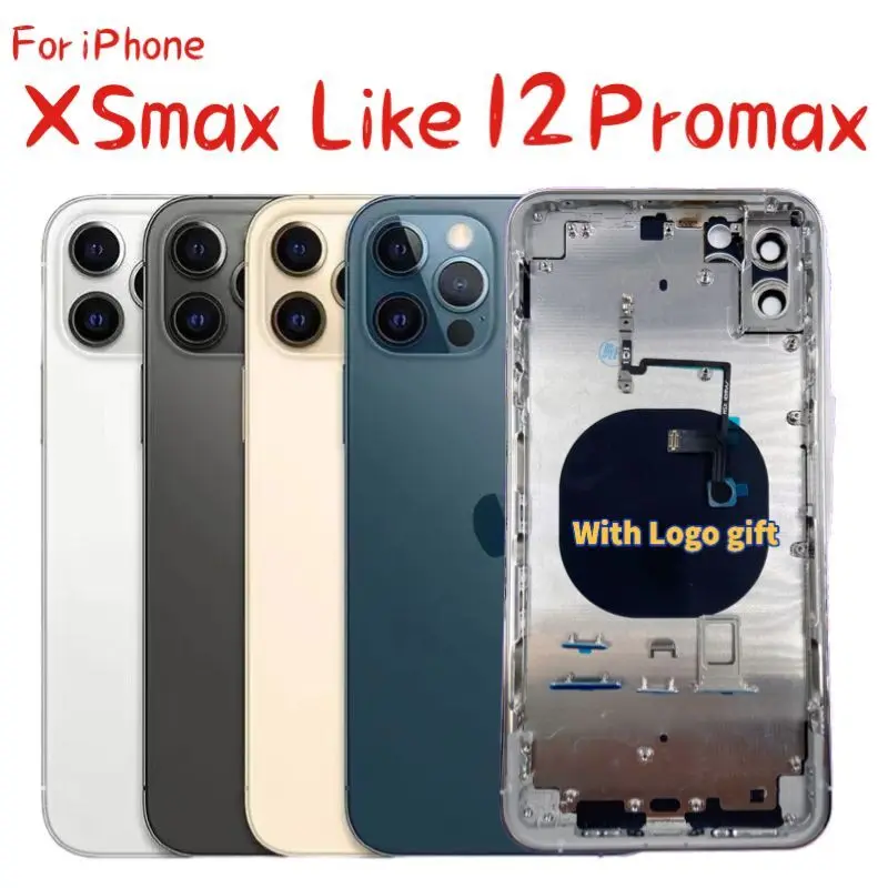 For iPhone DIY housing Xsmax UP TO 12Promax Back Cover Assembly xsmax Like 12Promax Housing for iphone xs max housing to 12Pro metal frame phones