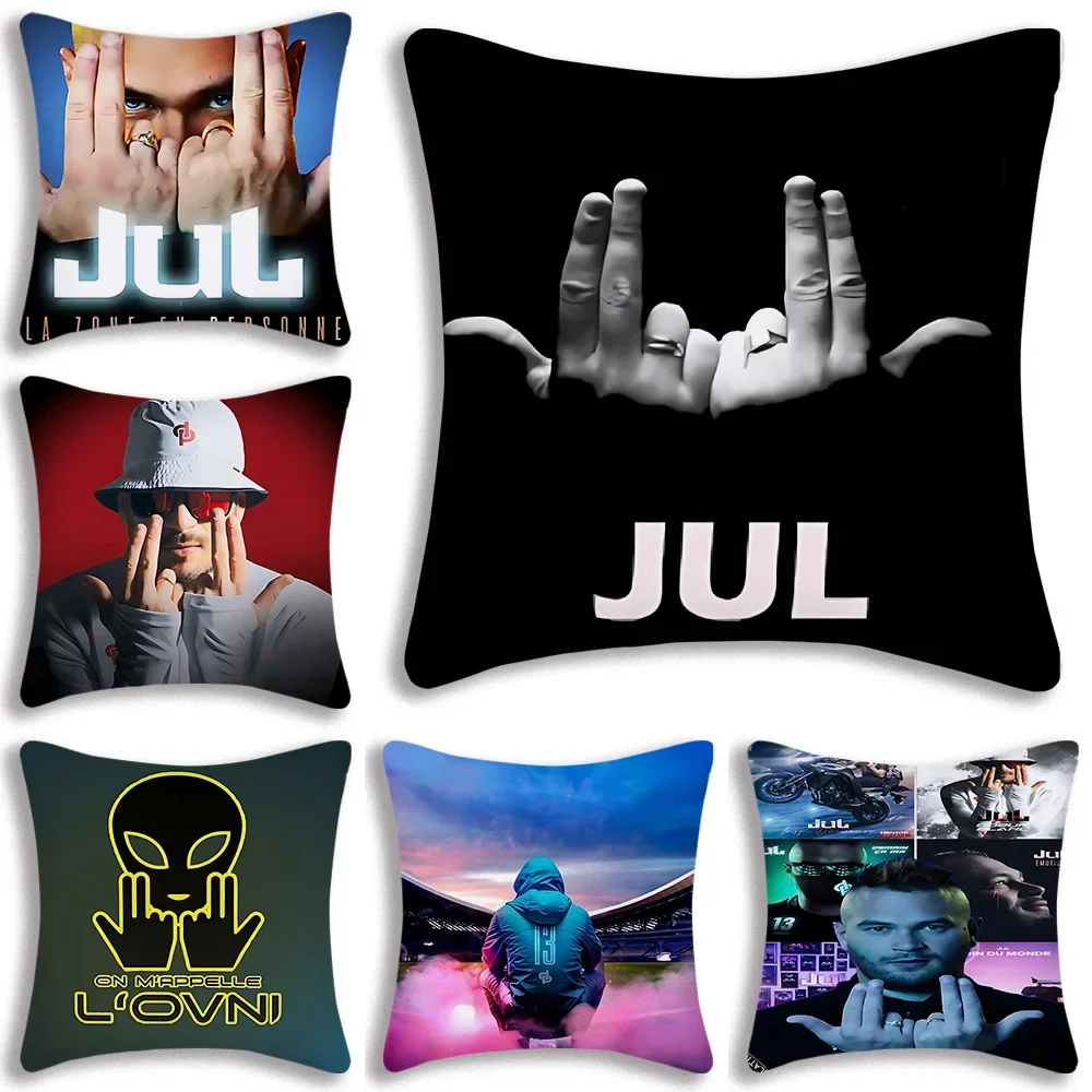 Rapper JuL C'est Pas Des Lol Pillow Covers Cartoon Sofa Decorative Home Double-sided Printing Short Plush Cute Cushion Cover