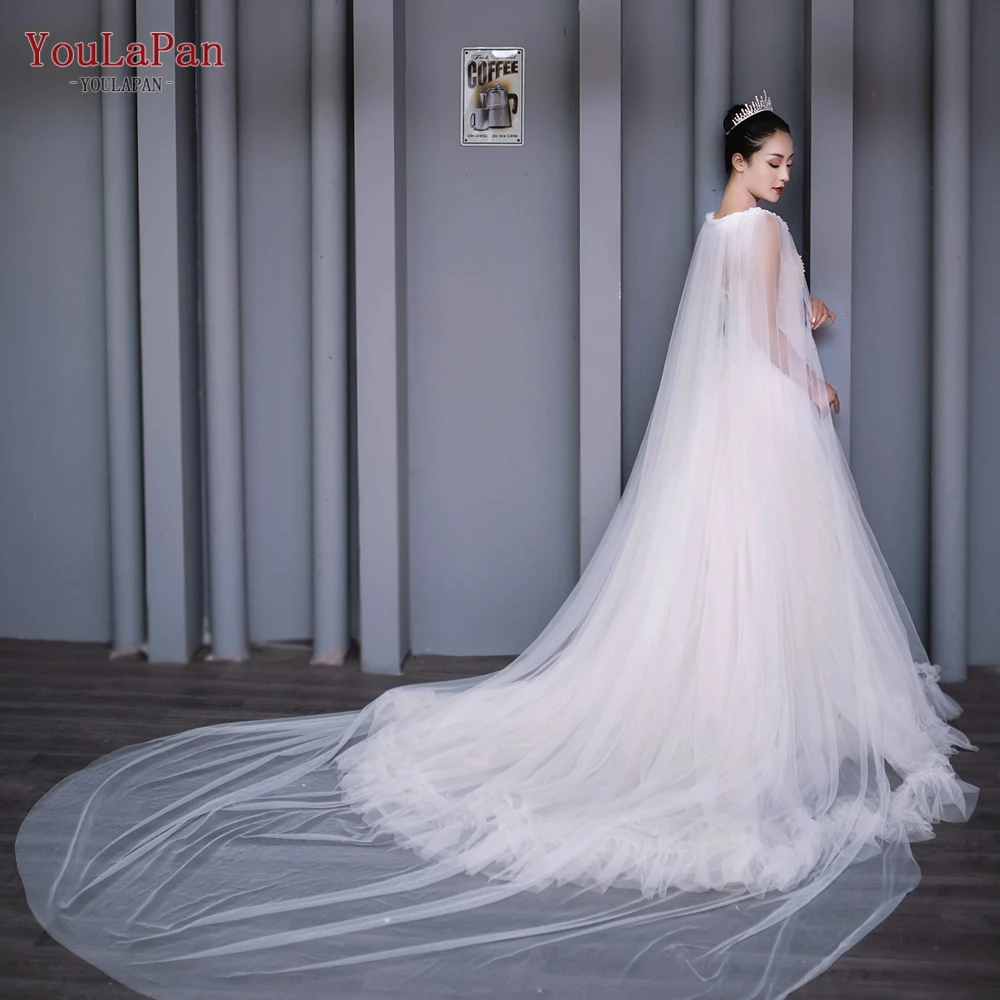 

YouLaPan VG21 Bridal Cape Veil Wedding Bolero Long Shawl for Wedding Dress Accessories Detachable Party Jacket Bridal Robes