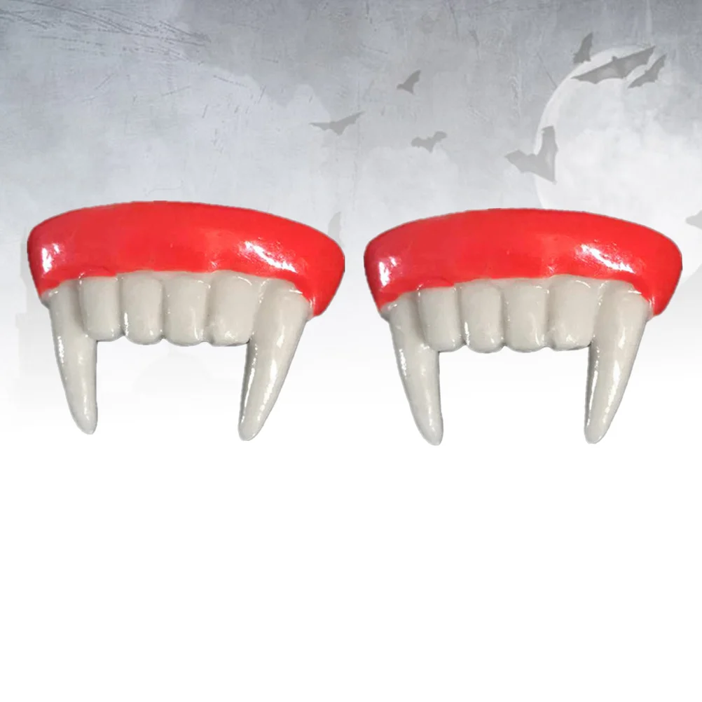 

2 PCS False Teeth Blood-sucking Look Halloween Model Fake Carnival Sleeve Funny Zombies