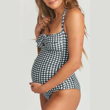 2025 Summer Maternity Swimwear Women Lattice Printed Summer Bikini Swimsuit Maternity Tankinis Bathing Suit Beachwear Swimsuit
