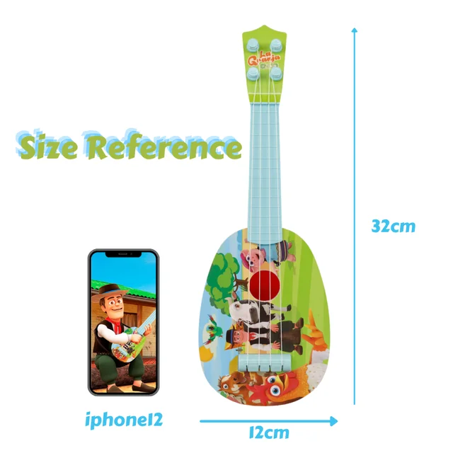 La Granja De Zenon 32CM Mini Size Ukulele Musical Instruments Toys For Children Beginner Small Guitar Toys Zenon Farm Toys 6