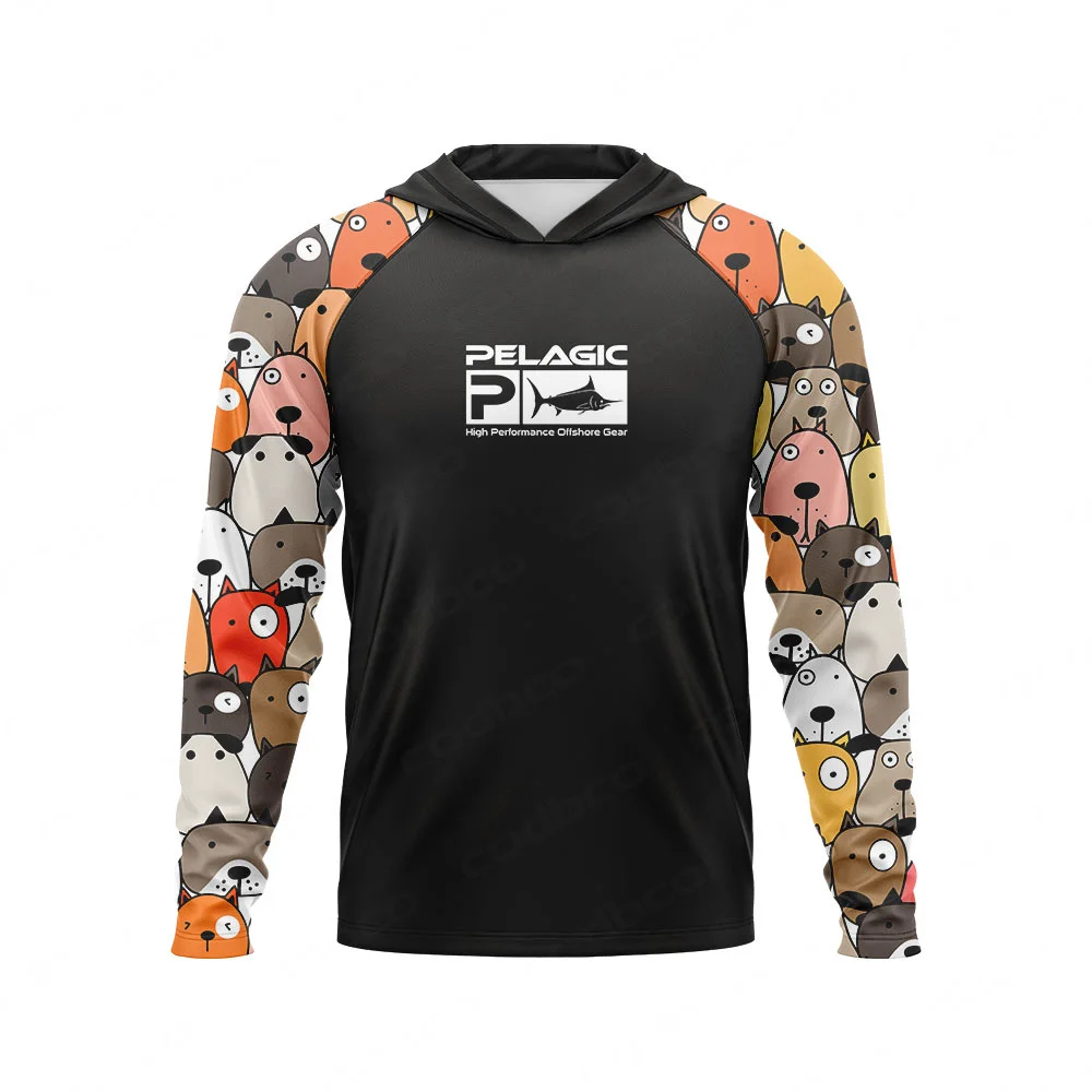 

Футболка PELAGIC Gear с капюшоном для рыбалки, мужская летняя одежда с длинным рукавом и УФ-защитой для рыбы, топы для рыбалки, женская рубашка