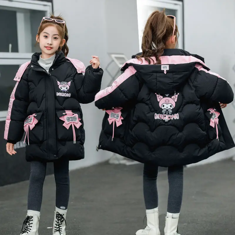 

Sanrio Kuromi Kawaii Anime Girly Heart Winter Padded Warm Down Jacket Cute Cartoon Autumn 2023 New Girls Quilted Coat Toys Kids