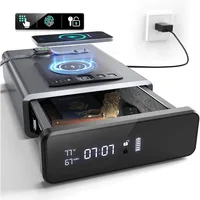24/7 Display Clock Safe with 2-in-1 Watch & Phone Wireless Charging,Pistol Safe with Backlit Keypad, Handgun Safe with LED Light 1