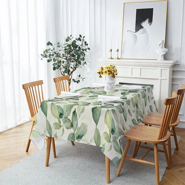 Floral & Palm Leaves Waterproof Tablecloth – Rectangular Table Cover for Parties and Dining 3