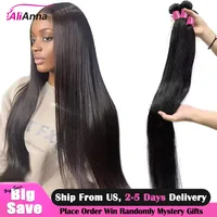 ALIANNA 26Inch Human Hair Bundles 10A Brazilian Raw Hair Weave Bundles 30 38 40 Inch Straight Human Hair Bundles Hair Extensions 1