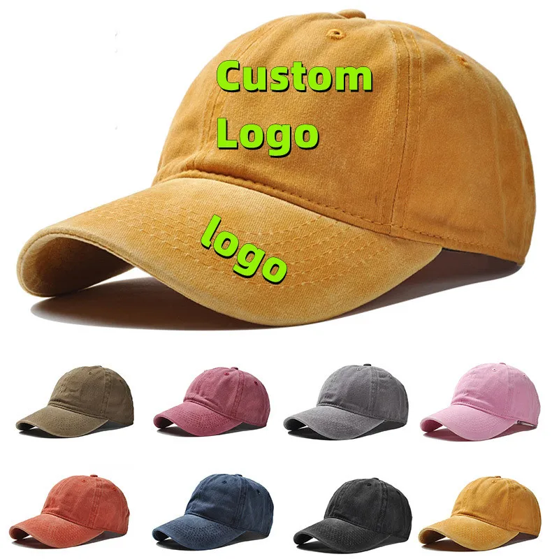 

Custom Embroidered Logo Hats Men Trucker Hat Adult Baseball Caps Women Cotton Vintage Washing Snapback Cap Print Design Dad hat