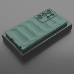 Fashion Armor Design Shockproof Silicone Phone Case - Enhanced Protection Cover - Galaxy S23 Ultra (Dark Green)