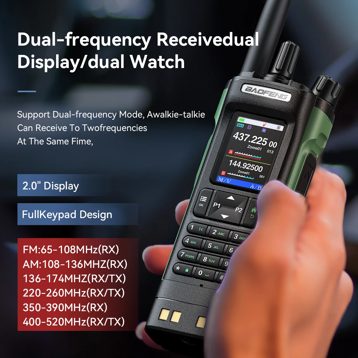 Baofeng UV-32 Walkie Talkie UV32 Multi Band 10W GPS Two Way Radio Type-C Charging Bluetooth Copy Frequency 2