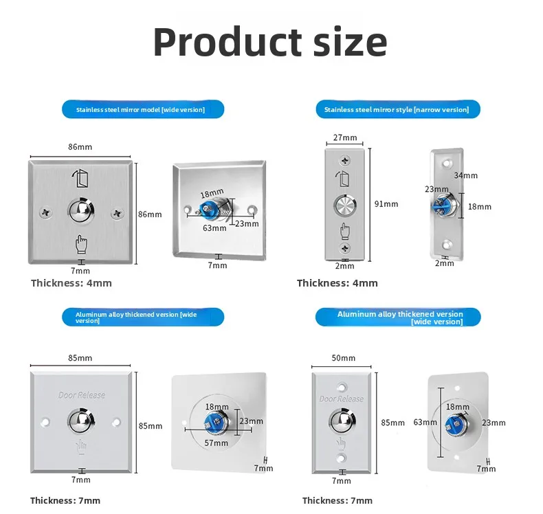 access control button switch control panel electronic door waterproof aluminum a