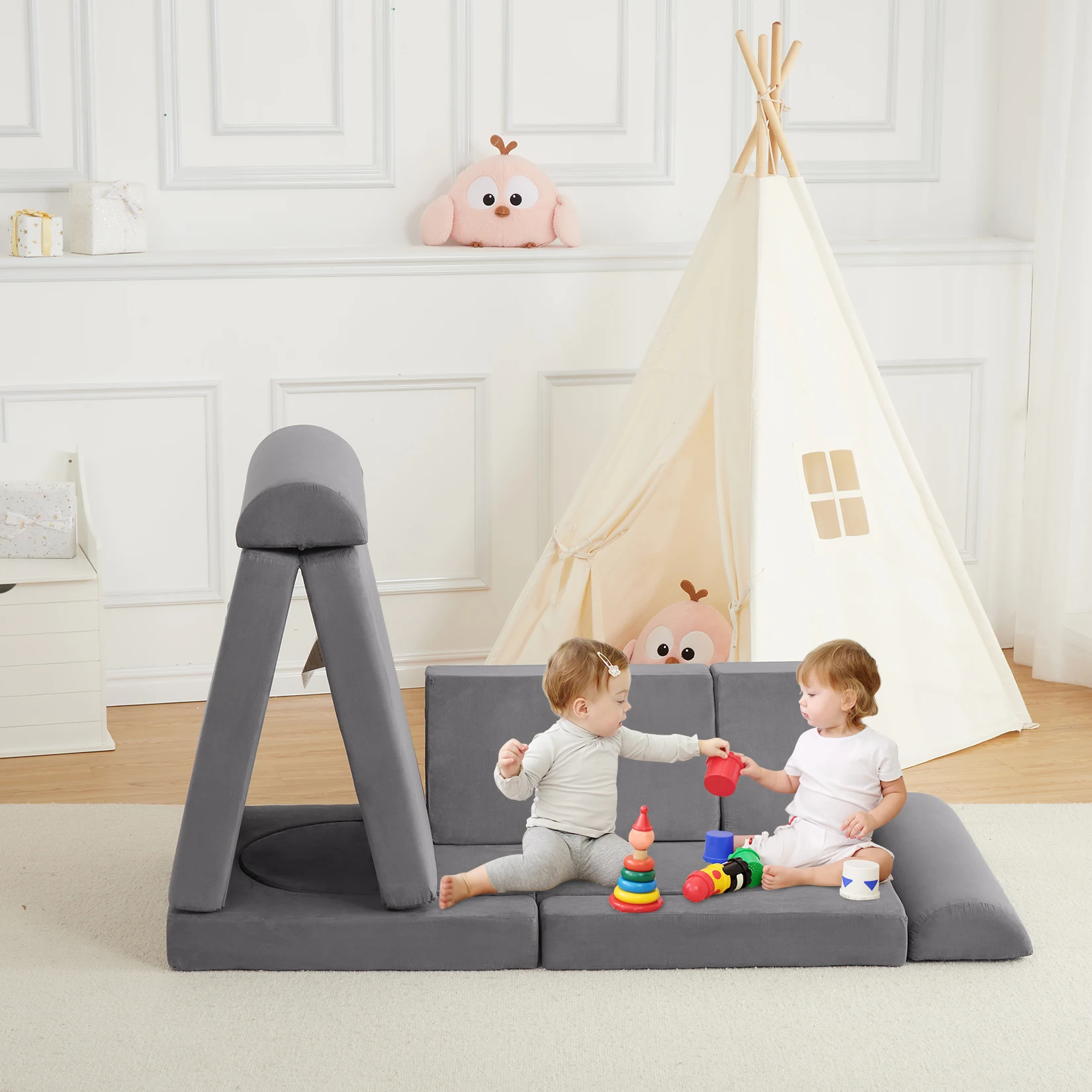 25D Sponge Modular Kids Play Couch for Playroom Kids Modular Couch, Convertible Foam Couch Kids Play Set for Creative Play 6