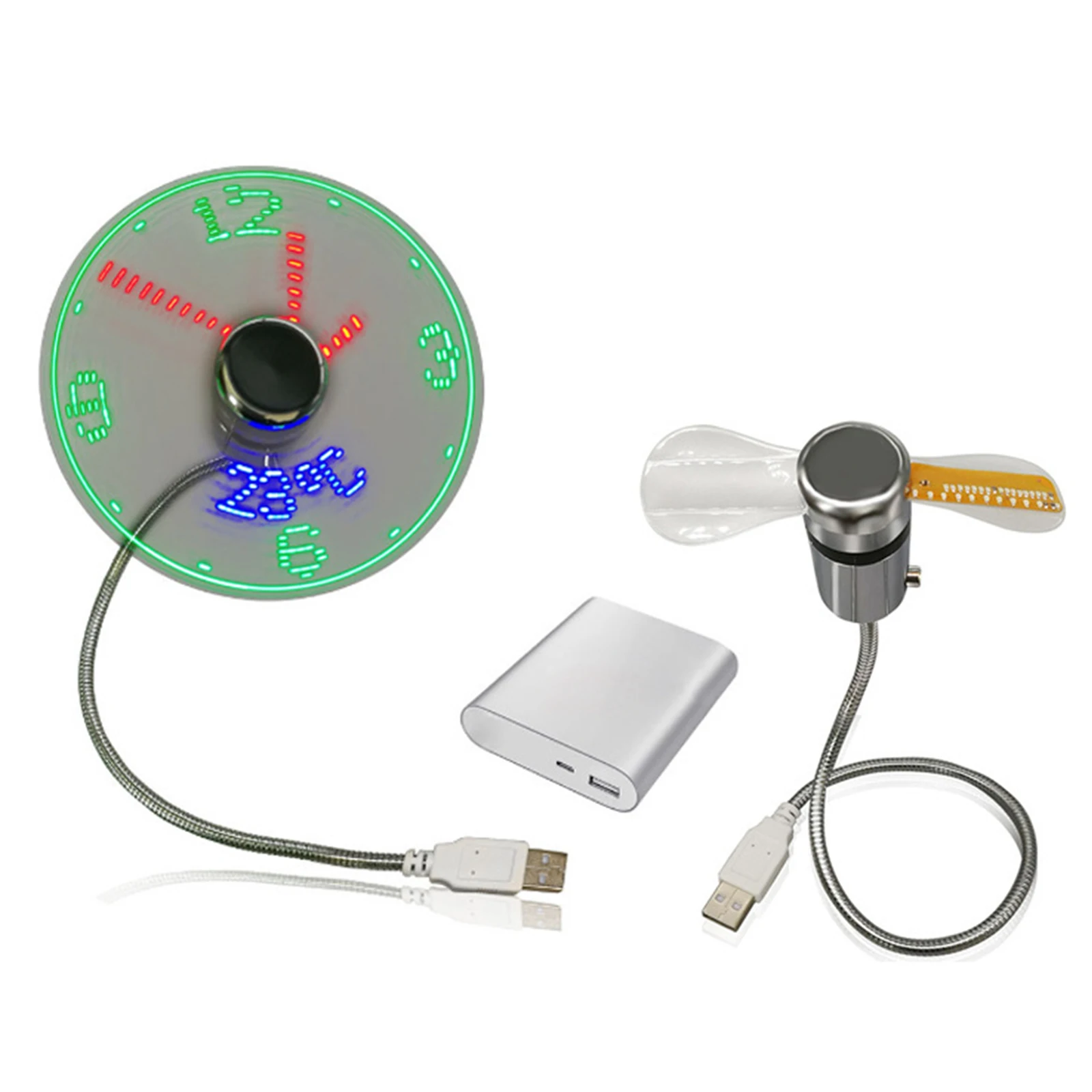 USB Clock Fan Portable Real Time Dispaly Clock Display Gooseneck Fan Flexible Cooling for Summer Desk Office Laptop