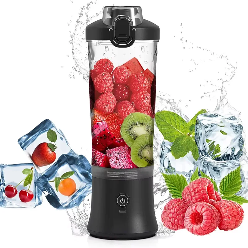 600ML portable blender personal electric juicer with lid water bottle powder fruit shaker bottle ice usb juicer cup 6
