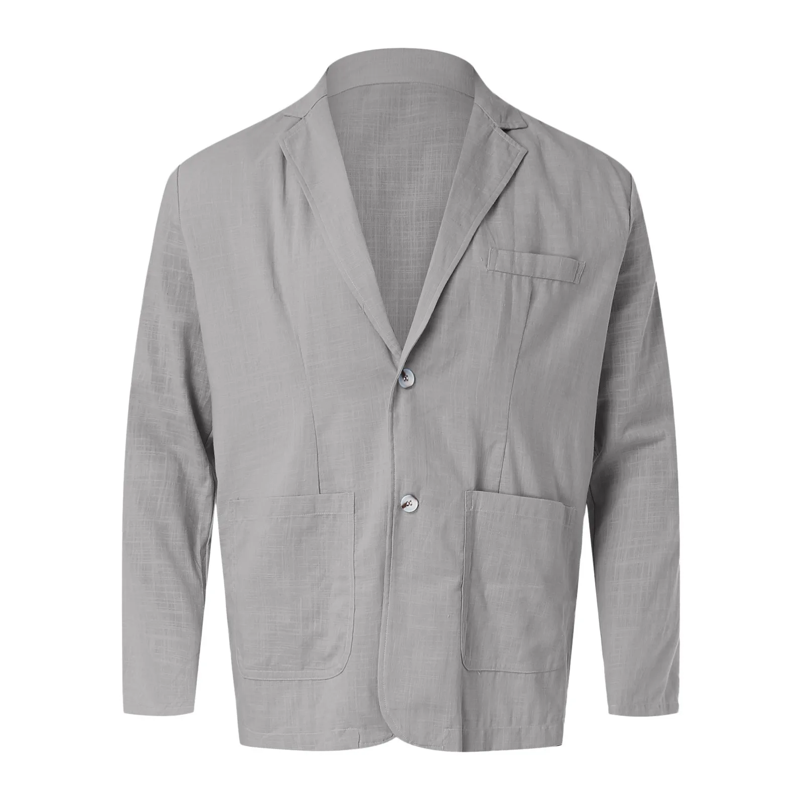 Mens Blazer Spring Autumn Casual Linen and Cotton Safari Suits Solid Color Oversize Coat