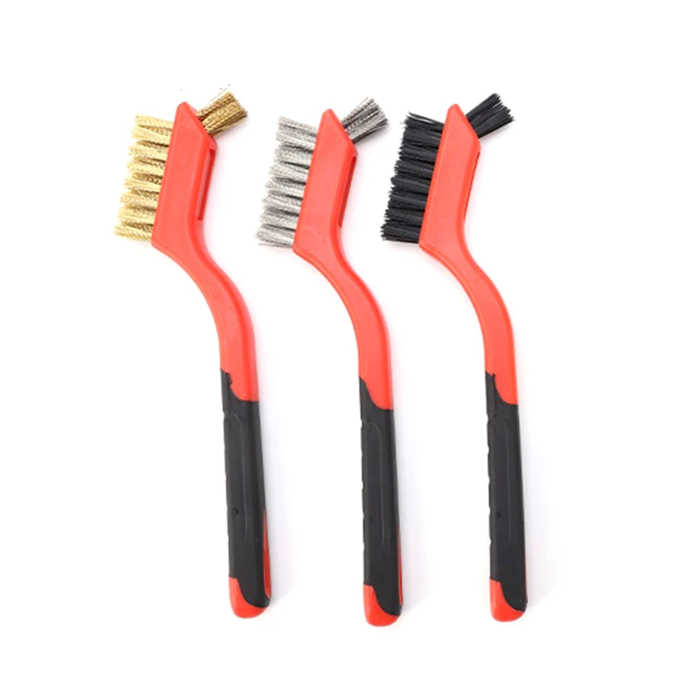 3개 7인치 와이어 브러쉬 세트 녹 제거 페인트 제거제 금속 세척 연마 브러쉬