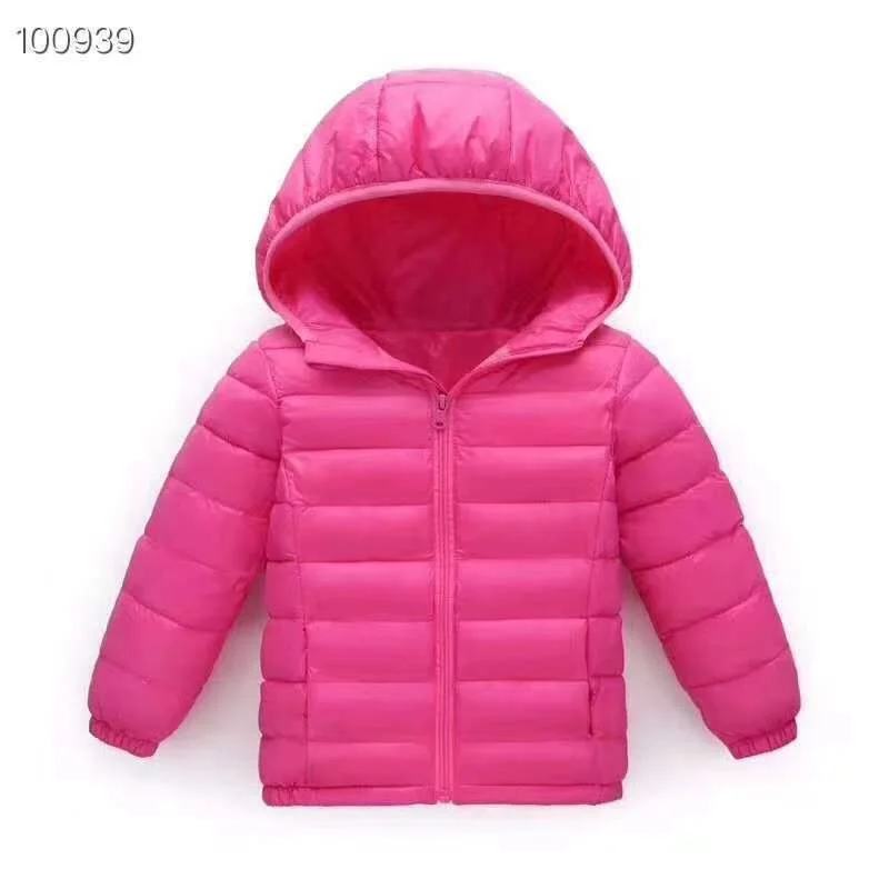 Autumn Winter Kids Down Jackets Boys Girls Thin Warm Outerwear Children Clothes Hooded Zipper Coats 4-12 Years
