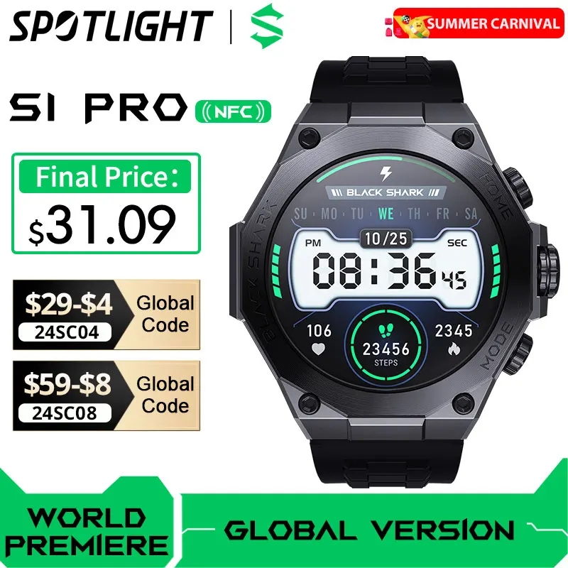 [World Premiere] Global Version Black Shark S1 Pro Smart watch 1.43'' AMOLED Wireless Charging 15 Days Battery Life NFC Chat GPT