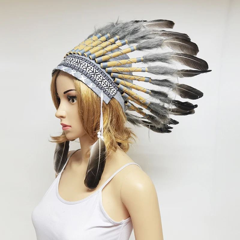 Feather Brazilian Indian Headdress Feather Headpiece Indian Hair Accessories Kokoshnik Cosplay Halloween Stage Party Photo Props