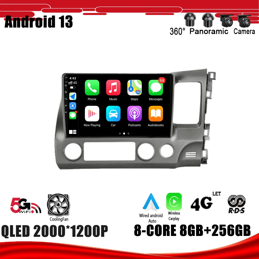 

Автомагнитола для Honda Civic 2005-2012, Android 13, навигация, GPS, DSP, Carplay, Wi-Fi, мультимедийный плеер