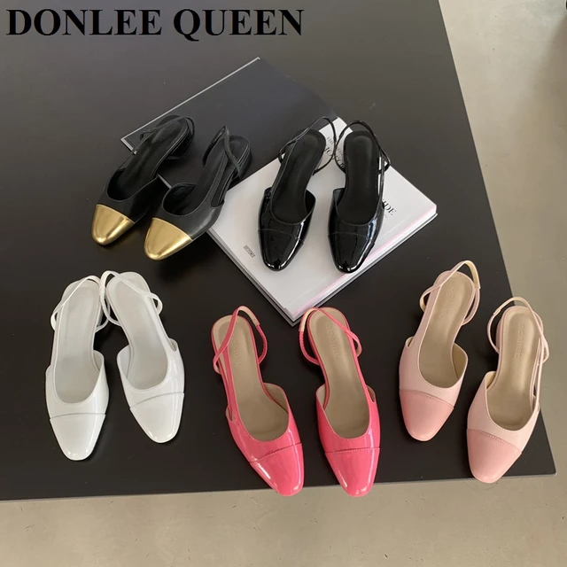Classic Elegant Mixed Color Slingback Sandals Women Elastic Band Back Strap  Flat Ballet New Design Shoes Brand Mule Office Mujer