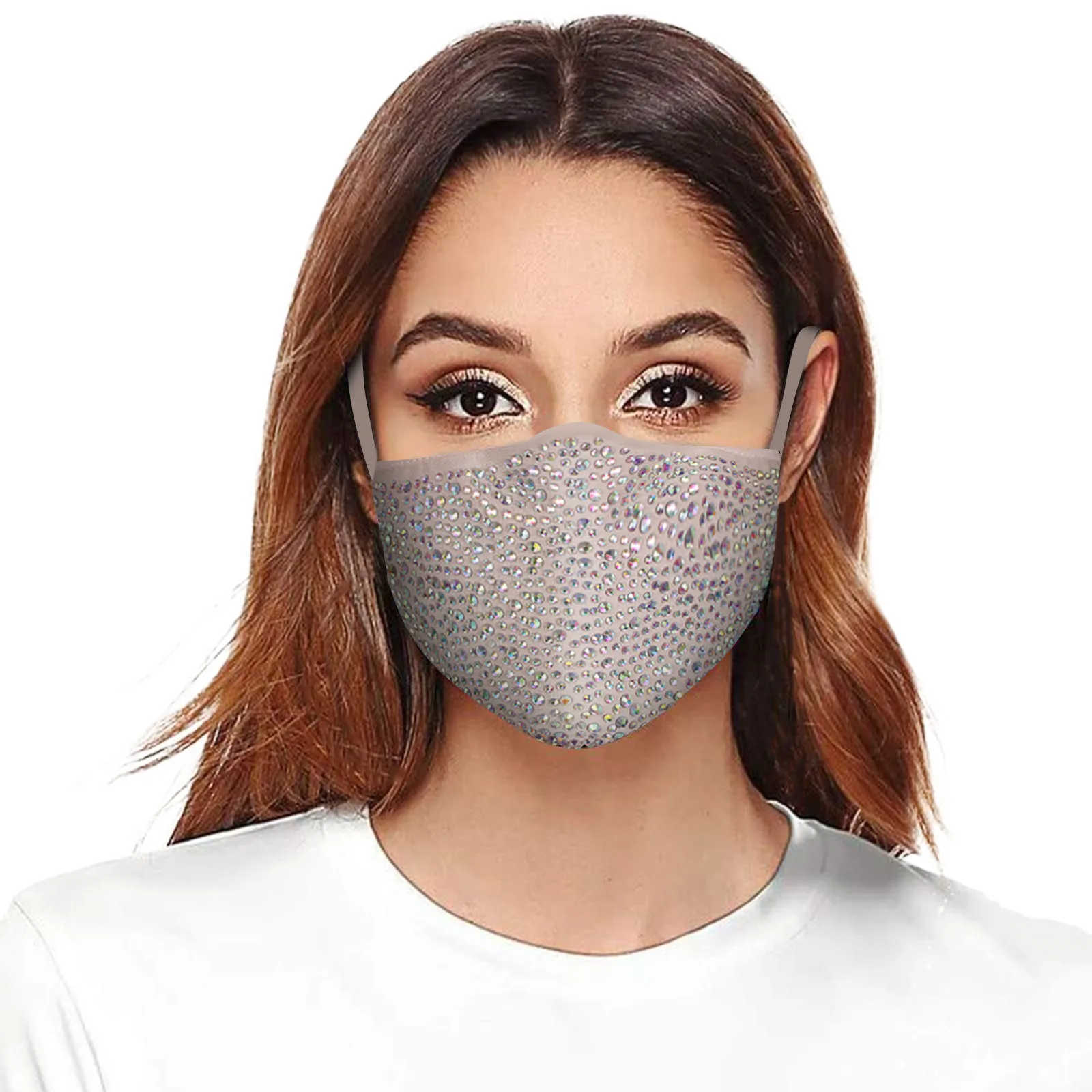 1pc Women Sexy Rhinestone Masks Washable Dust-proof Fashion Cloth Mask With Diamonds Trendy Rhinestone Cotton Mask Mondkapjes 5