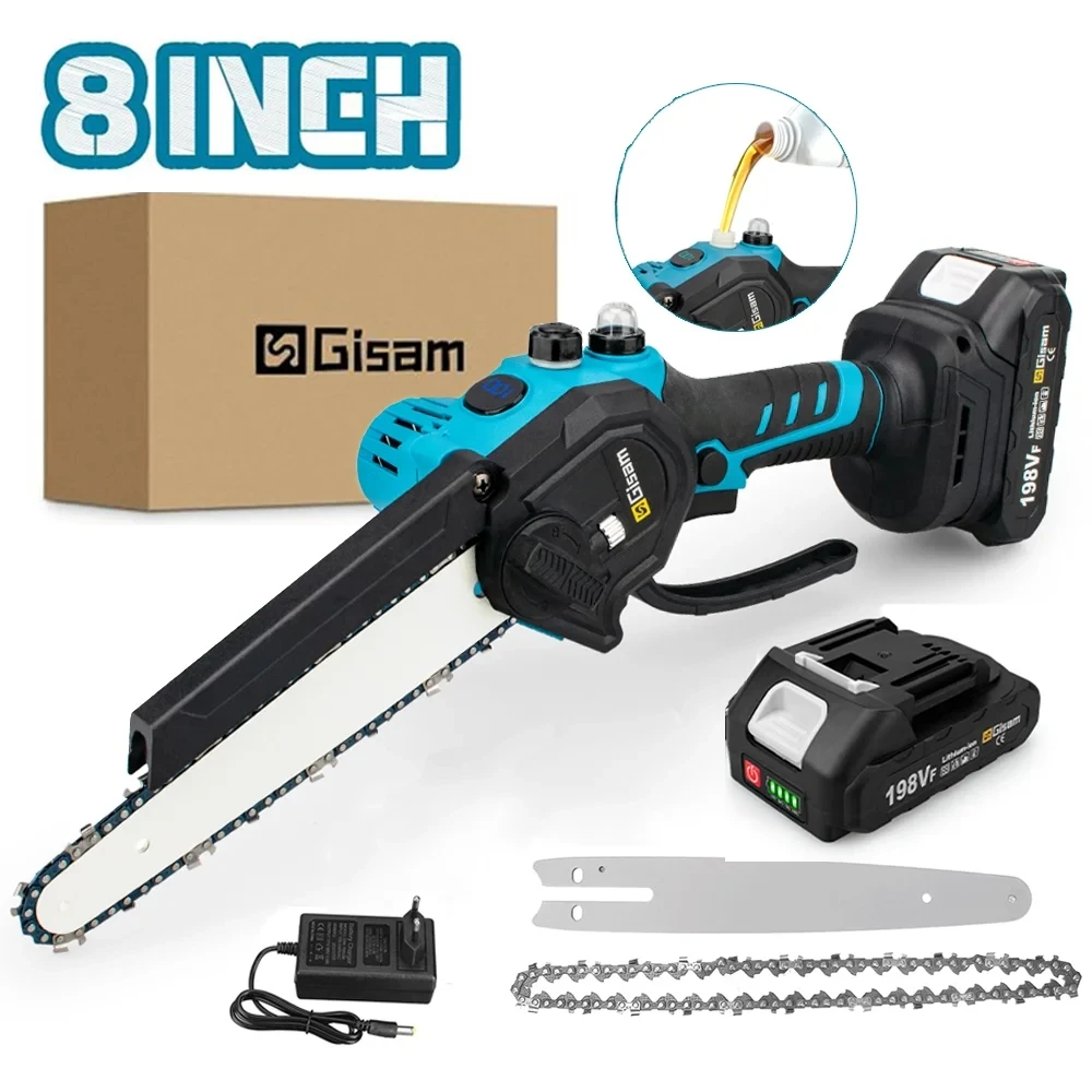 New Electric Saw 8 Inch With Digital Display Wiredless Rechargeable Prunning Chainsaw Brushless Power Tool For Makita 18VBattery