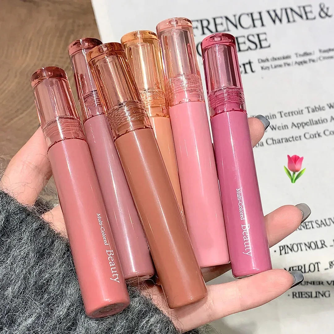 Waterproof Mirror Jelly Lip Glaze 6 Colors Water-light Lip Gloss Long Lasting Moisturising Glossy Red Tint Lips Makeup Cosmetics 5