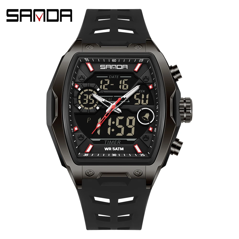 SANDA Dual Display Sports Chronograph LED Analog-Digital Military Watch