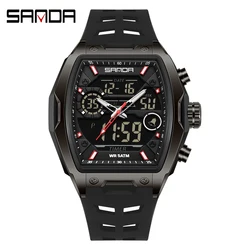 SANDA Dual Display Sports Chronograph LED Analog - Digital Military Watch (Black)