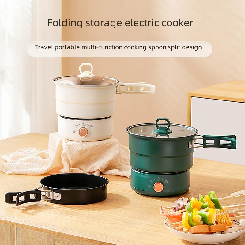 110v Portable Travel Folding Electric Cooker Multifunctional Stew Soup Pot Split Electric Hot Pot Stainless Steel Material