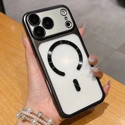 Luxury Matte Frosted Magnetic Wireless Charging Air Shockproof Clear Protective Phone Case - iPhone 17 Pro (Black)