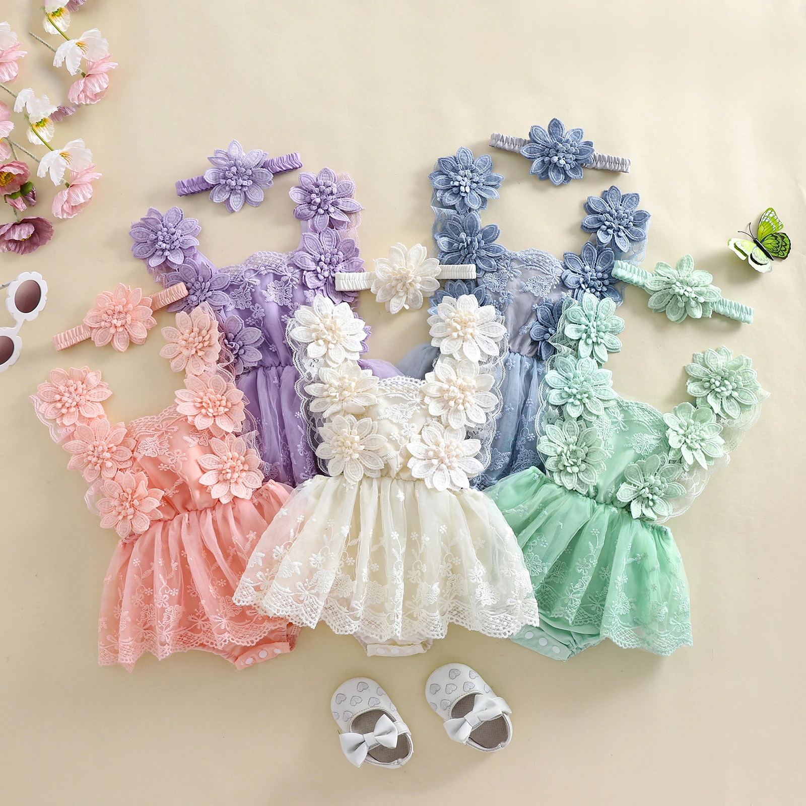 Baby Girl Lace Romper 6