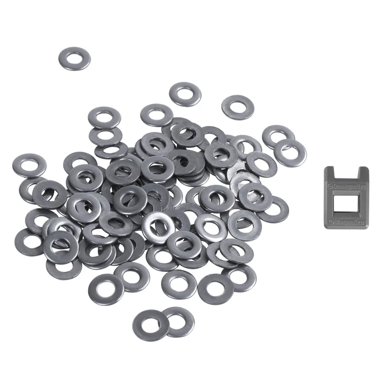 

100Pcs M3 3 Mm Metric 304 Stainless Steel Flat Washer & 1X Screwdriver Magnetizer Degaussing Demagnetizer Gray