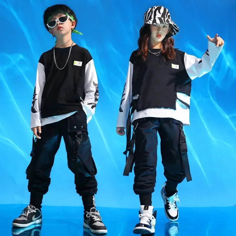 Kid Cool Black Hip Hop Clothing Streetwear Harajuku Jogger Tactical Cargo Pants for Girls Boys Dance Costume Clothes