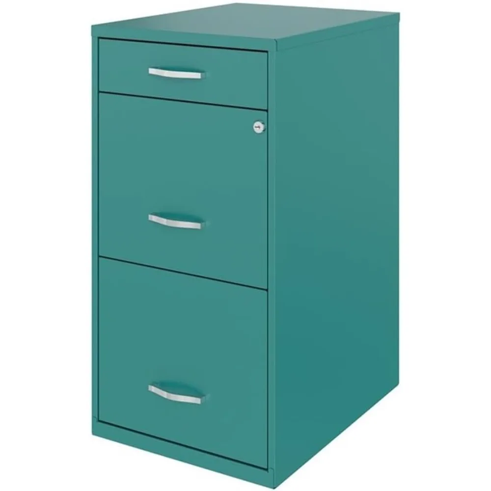 3 drawers 27.32" vertical turquoise metal filing cabinet lockable pre-assembled stationary letter size for home, office